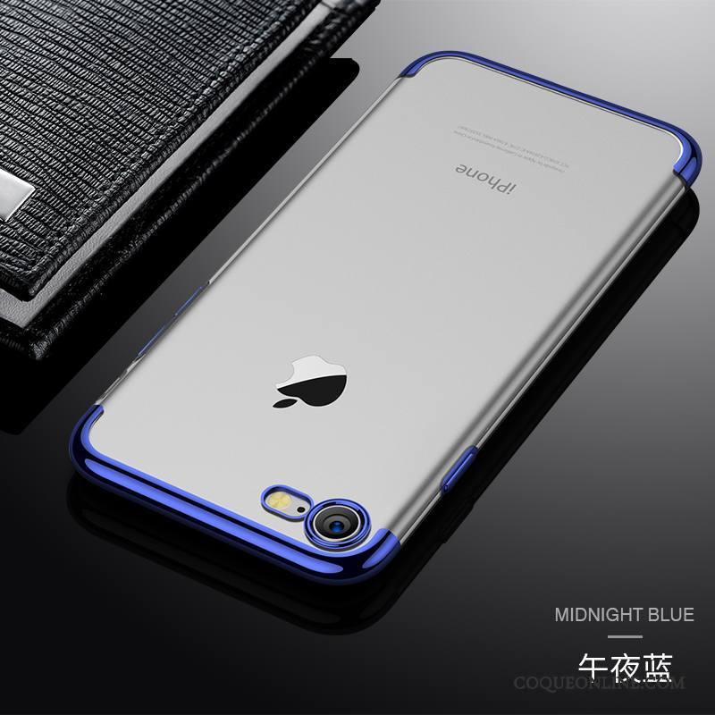iPhone 7 Coque Pu Bleu Fluide Doux Étui Très Mince Tendance Silicone