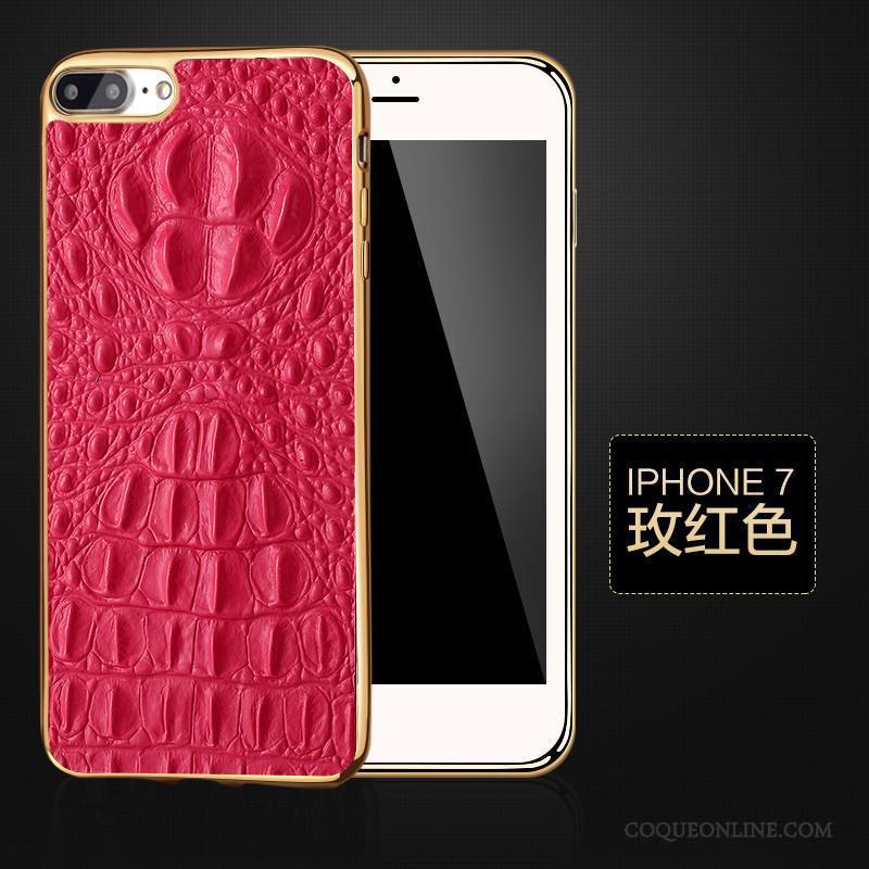 iPhone 7 Coque Téléphone Portable Business Étui Protection Cuir Haut Rouge Bovins