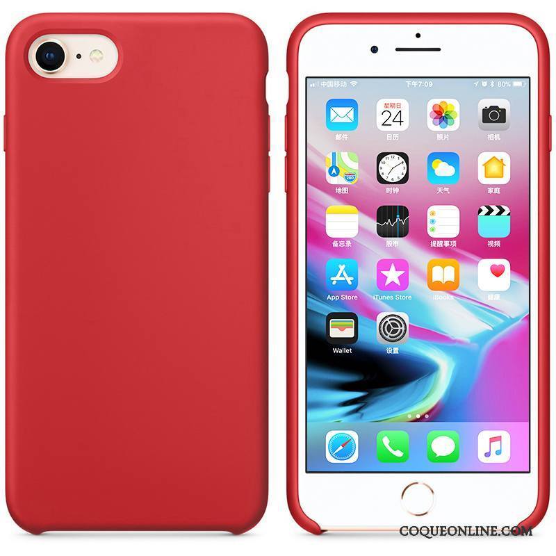 iPhone 7 Coque Étui Tout Compris Silicone Fluide Doux Marque De Tendance Rouge Incassable