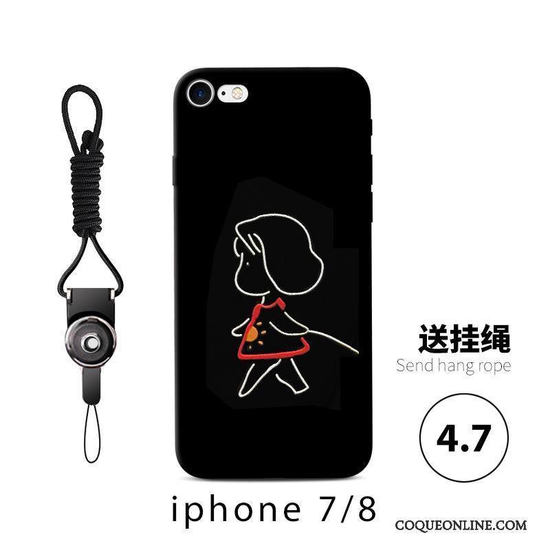 iPhone 7 Dessin Animé Personnalité Noir Amoureux Fluide Doux Incassable Coque De Téléphone