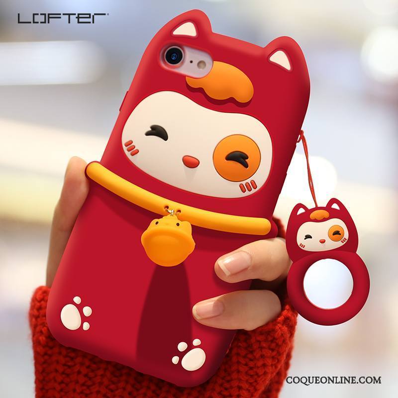 iPhone 7 Dessin Animé Richesse Fluide Doux Incassable Rouge Coque De Téléphone Silicone