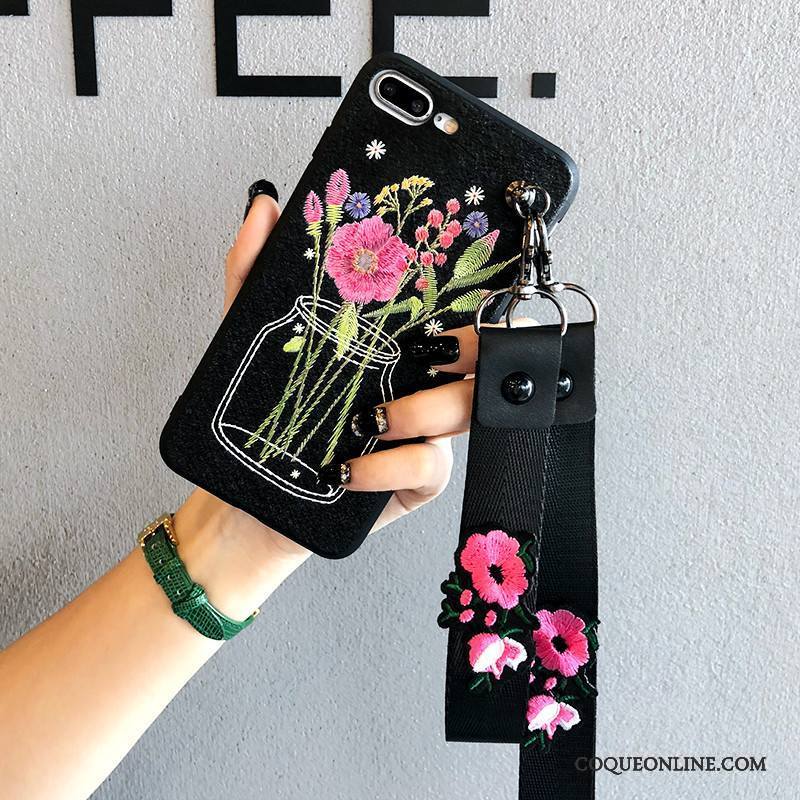 iPhone 7 Fluide Doux Gaufrage Fleur Marque De Tendance Coque De Téléphone Broderie Nouveau