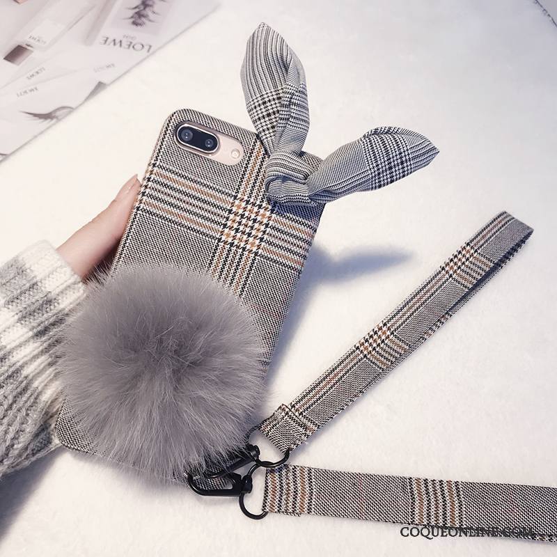 iPhone 7 Gris Étui Tissu Personnalité Coque De Téléphone Peluche Marque De Tendance