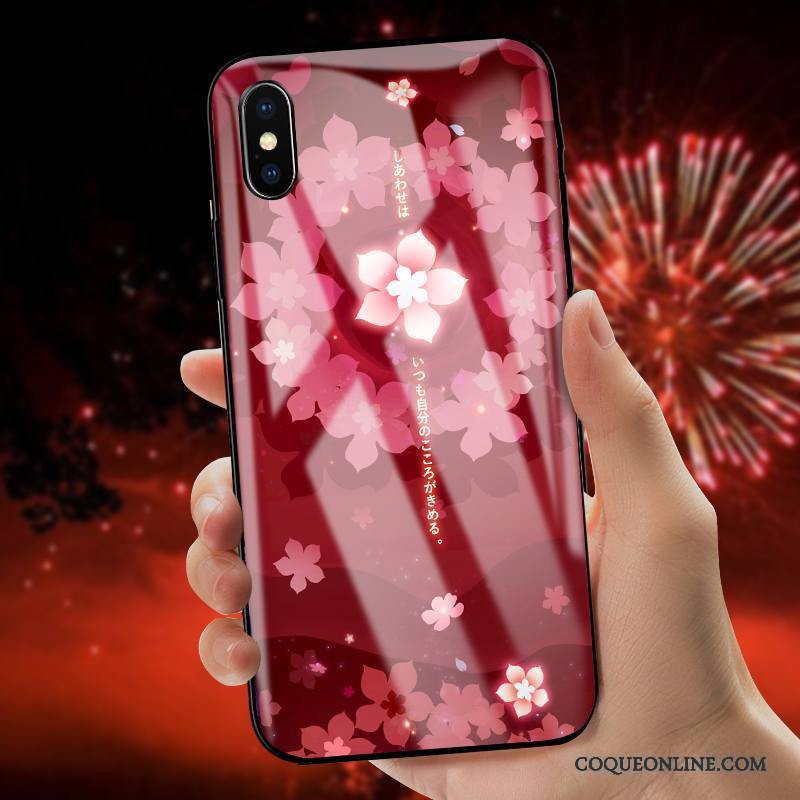 iPhone 7 Incassable Marque De Tendance Nouveau Verre Coque De Téléphone Rose