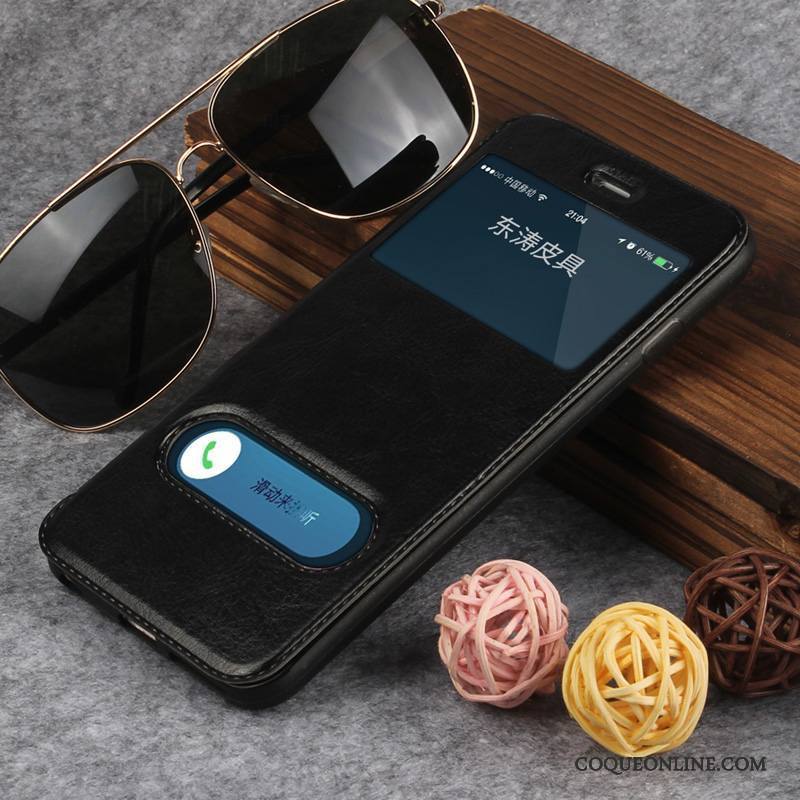 iPhone 7 Incassable Noir Clamshell Étui En Cuir Tout Compris Protection Coque De Téléphone