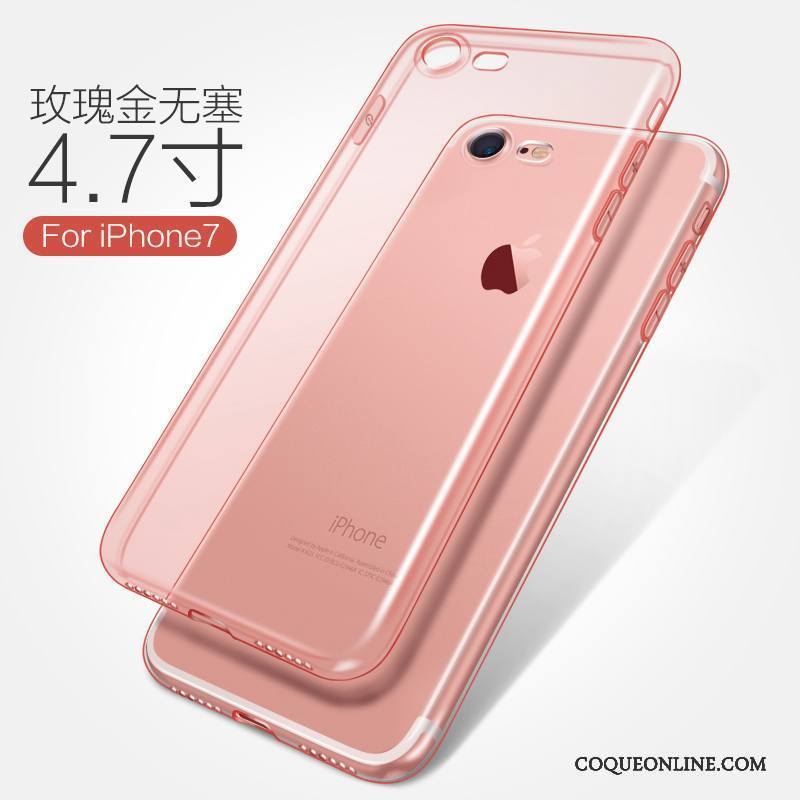 iPhone 7 Or Rose Transparent Incassable Coque De Téléphone Étui Fluide Doux Silicone
