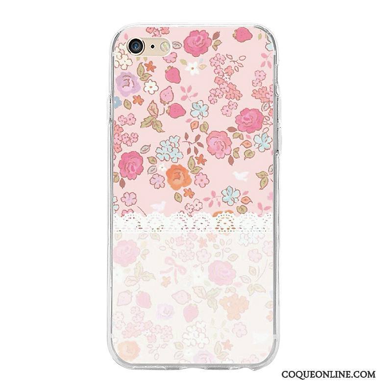 iPhone 7 Ornements Suspendus Coque De Téléphone Fluide Doux Protection Floral Transparent Rose