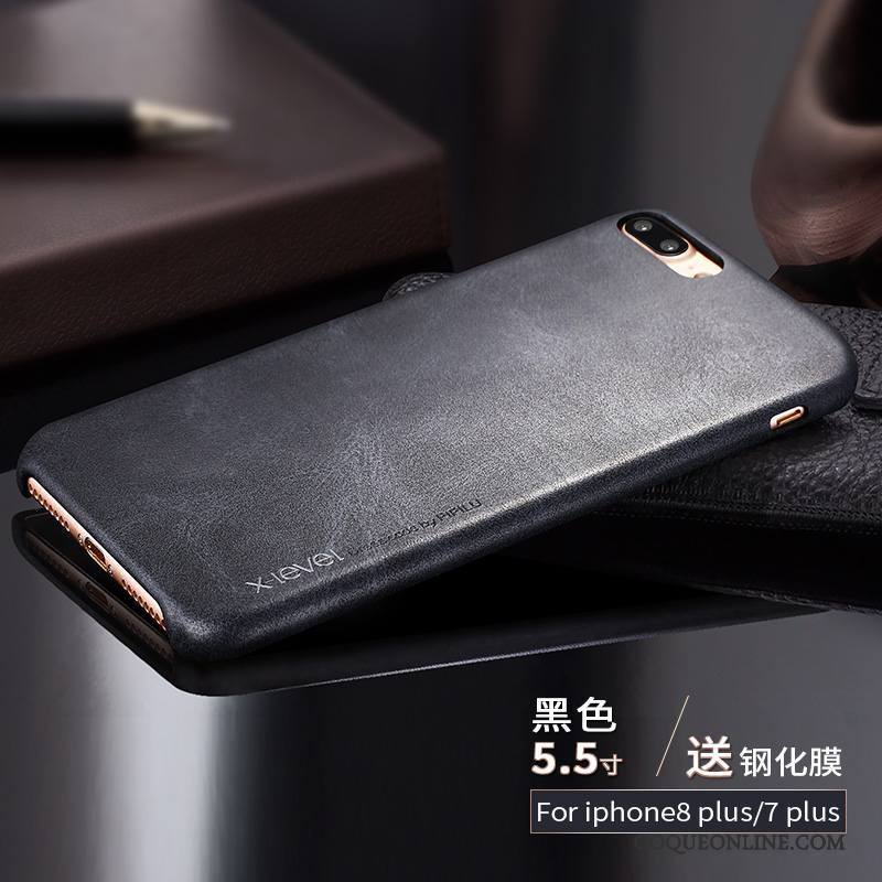 iPhone 7 Plus Carte Cuir Coque De Téléphone Étui En Cuir Noir Protection Incassable