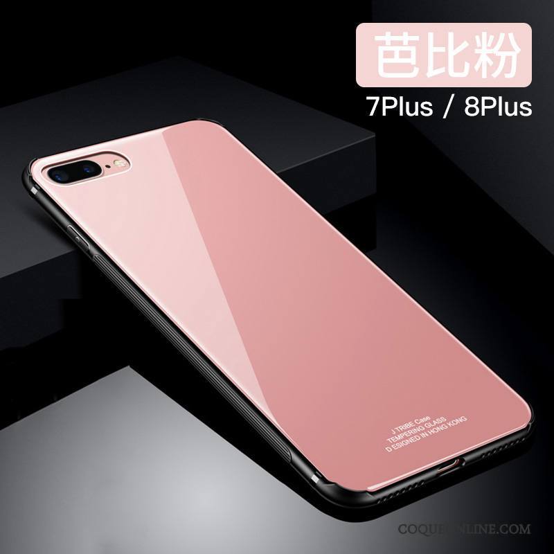 iPhone 7 Plus Coque De Téléphone Silicone Tendance Rose Verre Tout Compris Étui