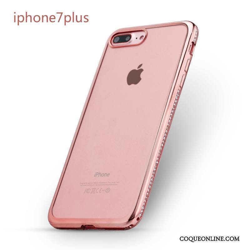iPhone 7 Plus Coque Incassable Nouveau Étui Silicone Or Rose Protection Strass