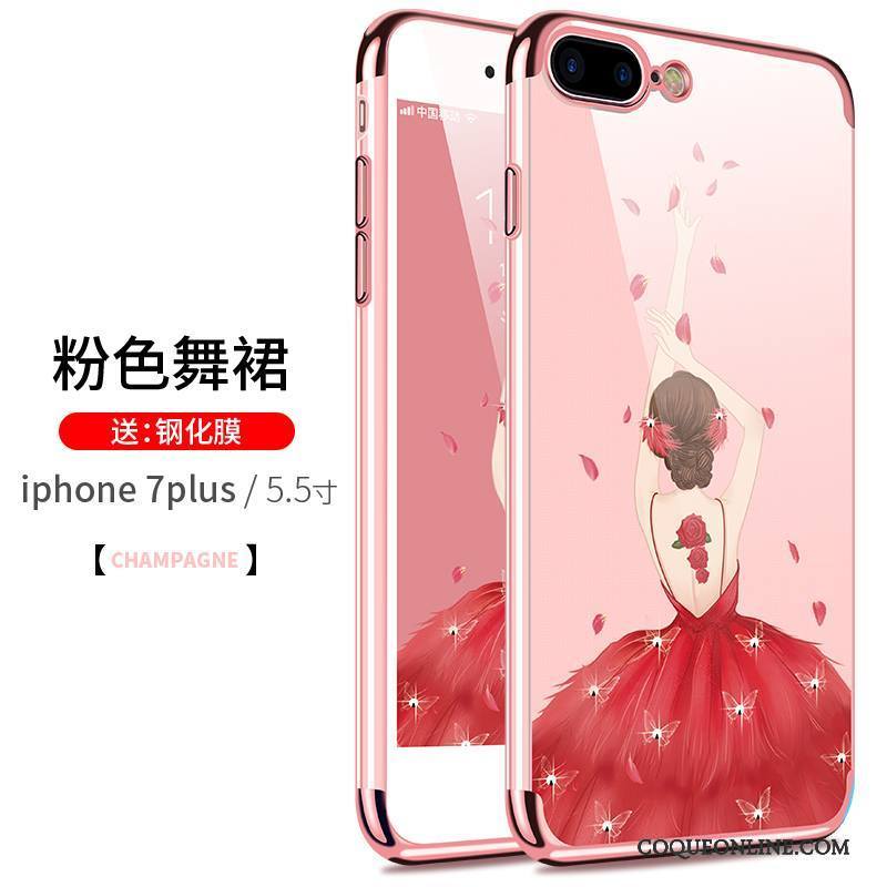 iPhone 7 Plus Coque Très Mince Fluide Doux Transparent Rose Silicone Incassable