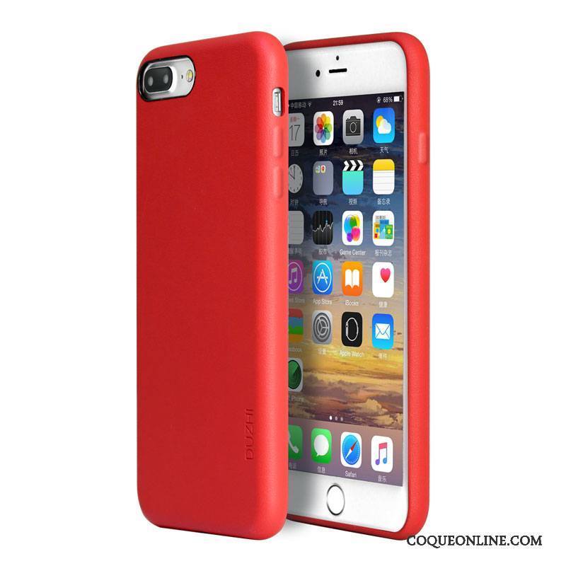 iPhone 7 Plus Coque Étui Amoureux Rouge Incassable Étui En Cuir Tout Compris Téléphone Portable