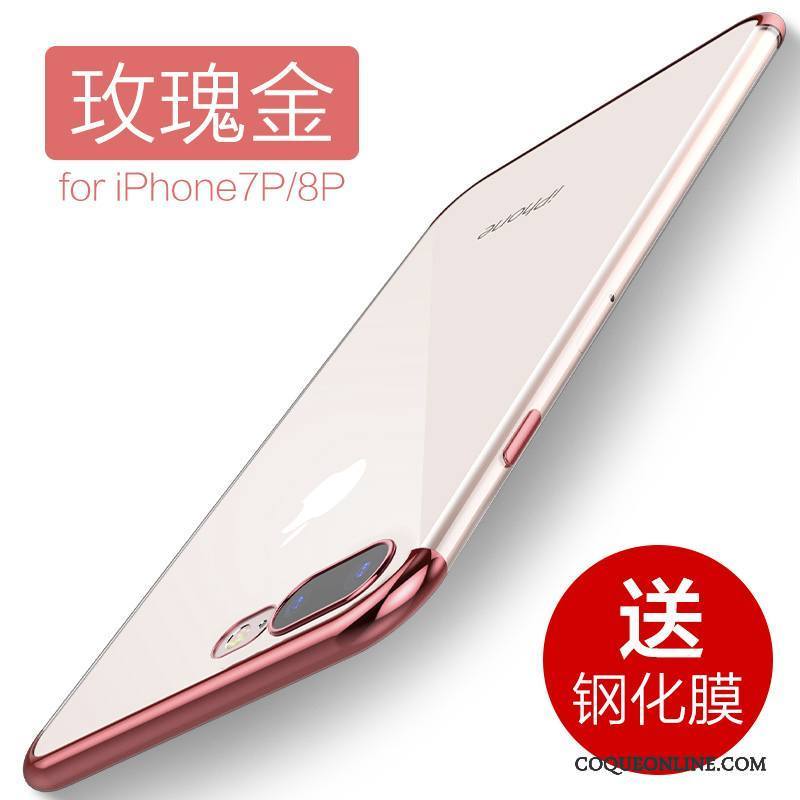 iPhone 7 Plus Coque Étui Personnalité Transparent Tout Compris Fluide Doux Or Rose Rouge