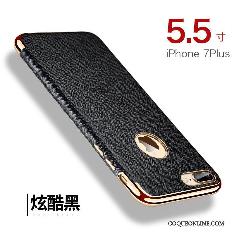 iPhone 7 Plus Incassable Étui Fluide Doux Cuir Tendance Noir Coque De Téléphone