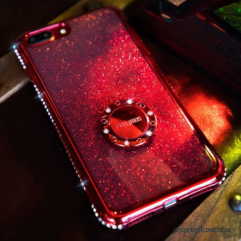 iPhone 7 Plus Marque De Tendance Coque De Téléphone Silicone Incassable Strass Élégant Rouge