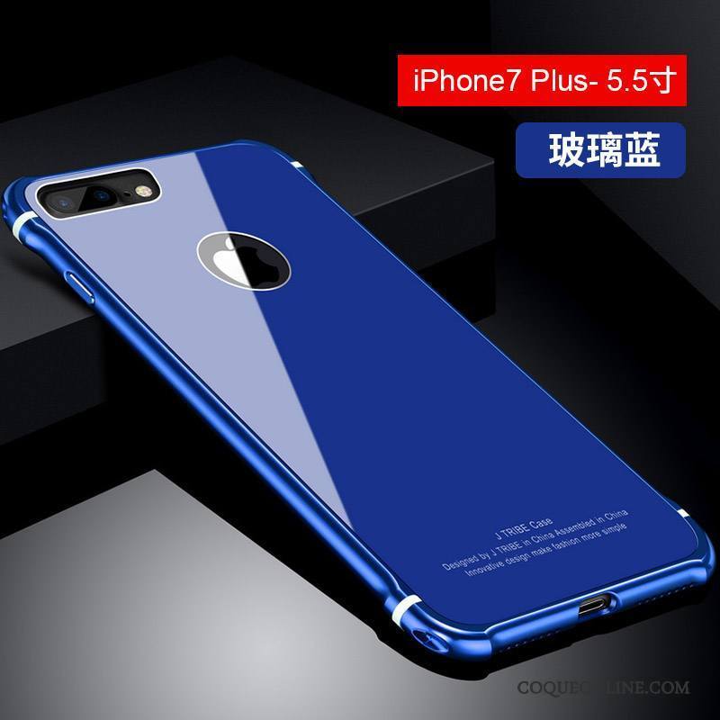 iPhone 7 Plus Marque De Tendance Étui Tout Compris Métal Incassable Coque De Téléphone Bleu