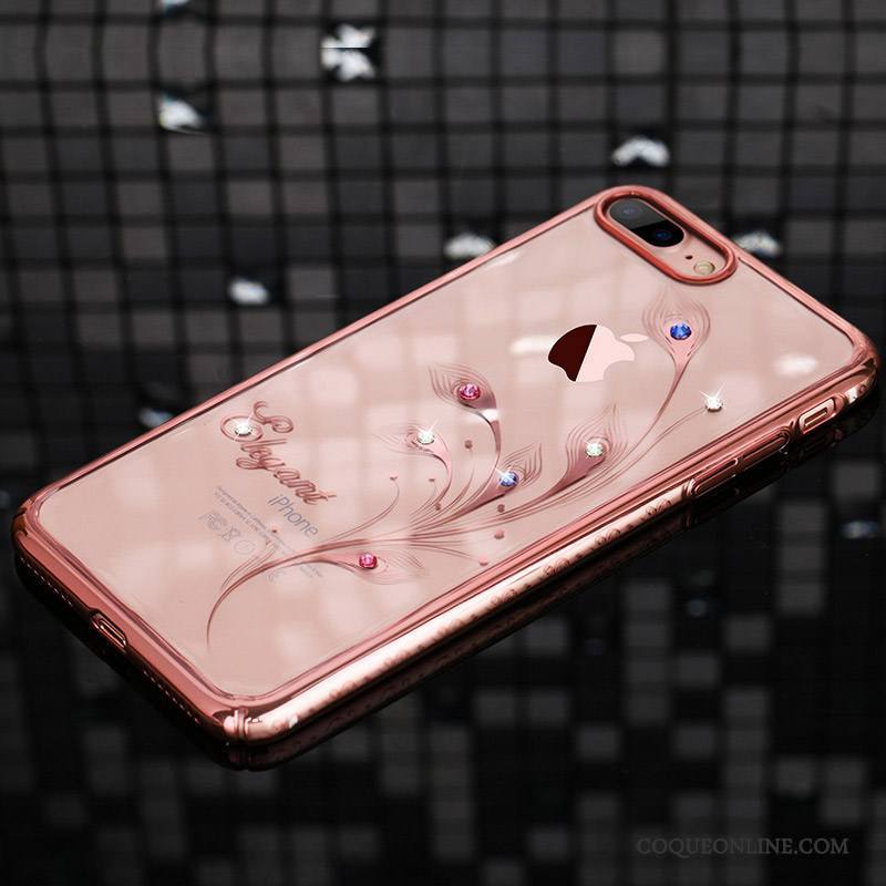 iPhone 7 Plus Or Rose Transparent Luxe Difficile Coque De Téléphone Incassable Strass