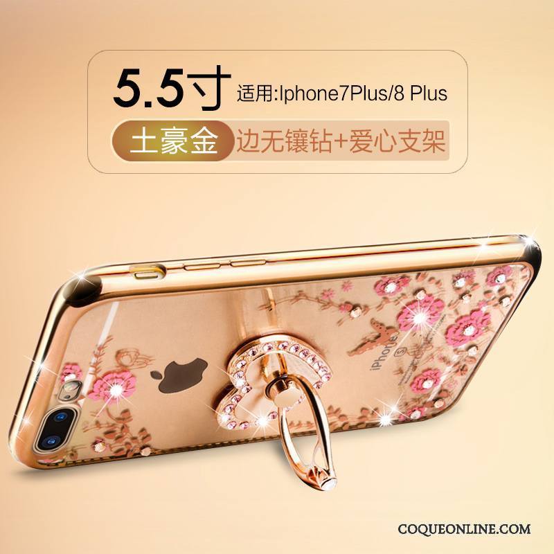 iPhone 7 Plus Or Strass Étui Coque De Téléphone Mode En Silicone Personnalité