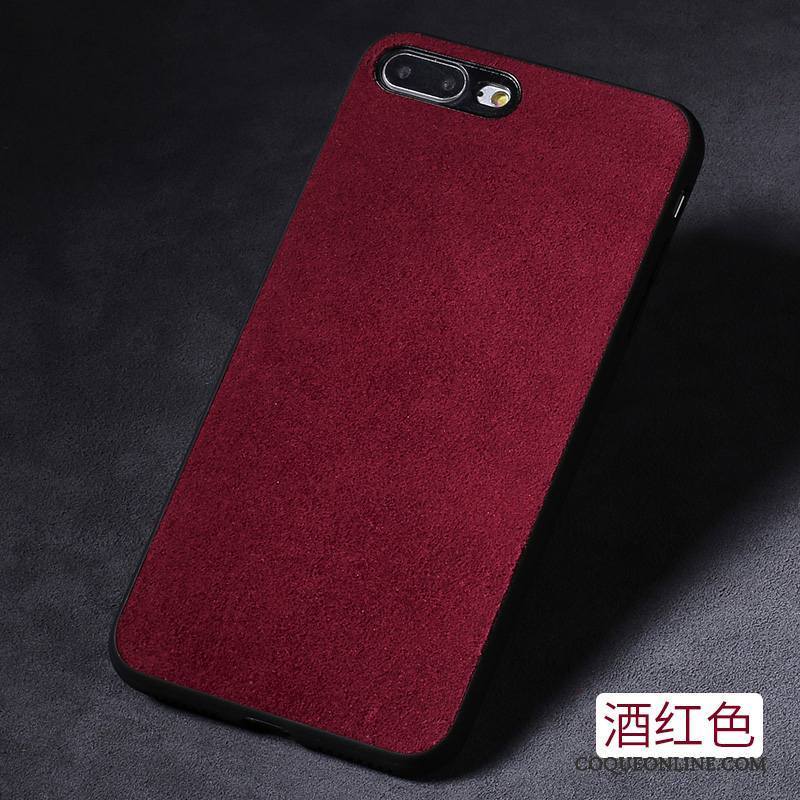 iPhone 7 Plus Personnalité Coque De Téléphone Vin Rouge Tout Compris Créatif Incassable Daim Fourrure