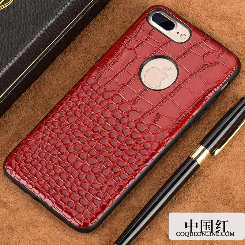 iPhone 7 Plus Qualité Étui En Cuir Tendance Rouge Coque De Téléphone Élégant Protection