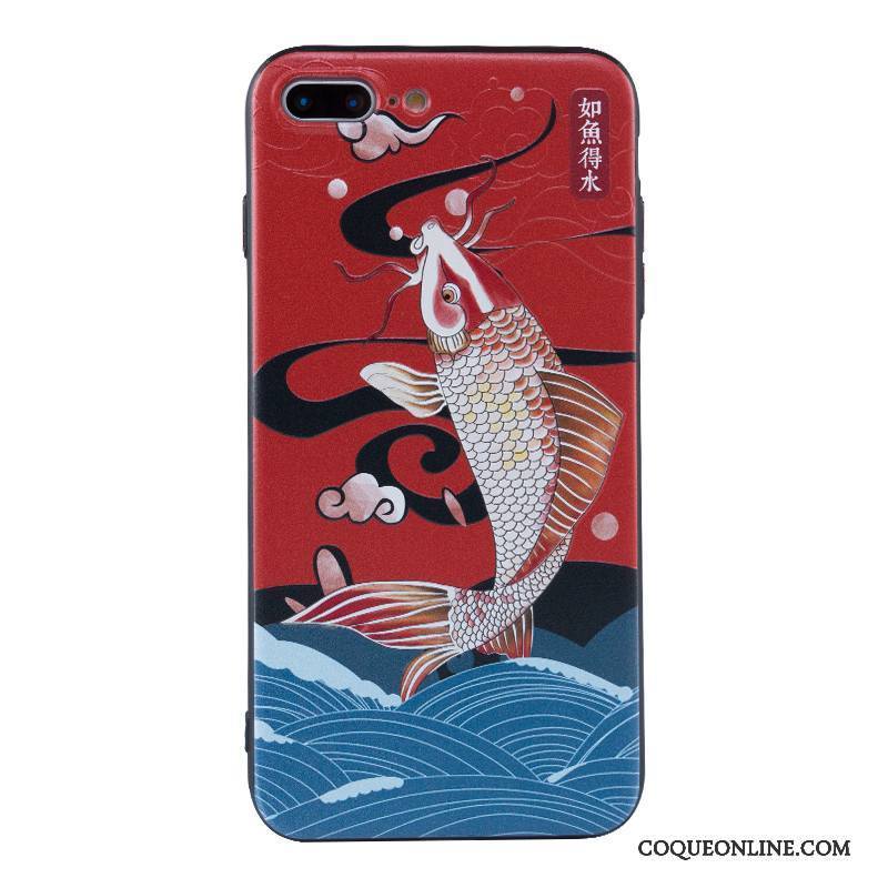 iPhone 7 Plus Style Chinois Coque De Téléphone Protection Nouveau Rouge Art Étui