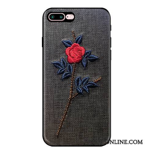 iPhone 7 Plus Tout Compris Broderie Nouveau Incassable Noir Ornements Suspendus Coque De Téléphone