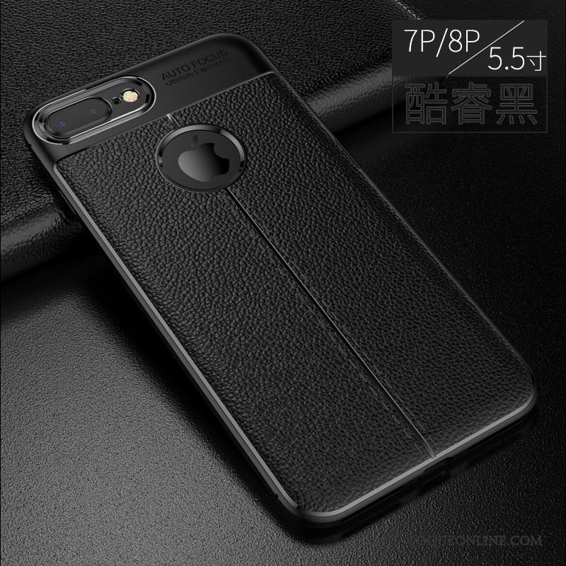 iPhone 7 Plus Étui Coque De Téléphone Cuir Modèle Fleurie Noir Incassable Fluide Doux