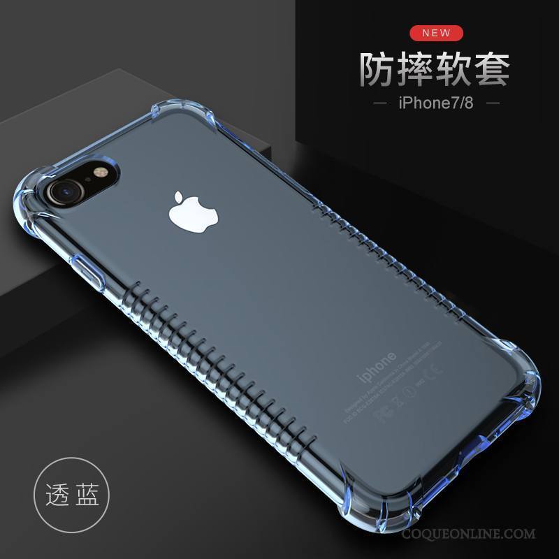 iPhone 7 Protection Fluide Doux Transparent Silicone Incassable Bleu Coque De Téléphone