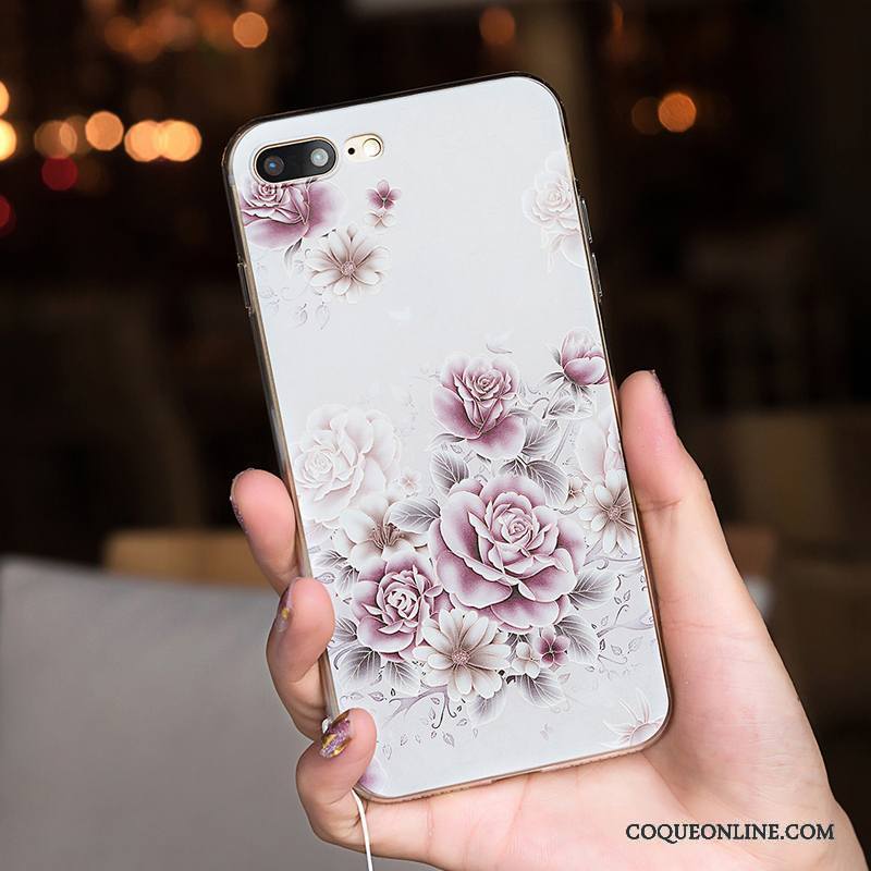 iPhone 7 Tendance Coque De Téléphone Fluide Doux Vintage Rose Gaufrage Simple