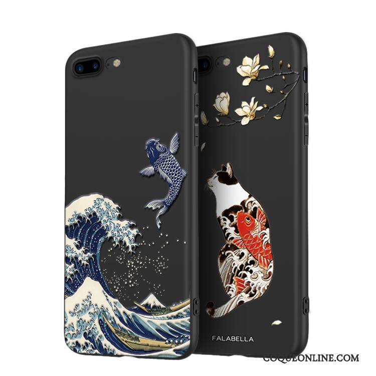 iPhone 7 Tout Compris Nouveau Coque De Téléphone Noir Silicone Style Chinois Fluide Doux