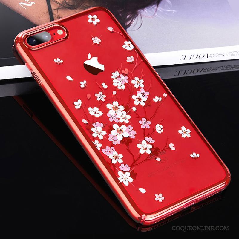 iPhone 7 Élégant Or Incassable Rouge Strass Coque De Téléphone Étui