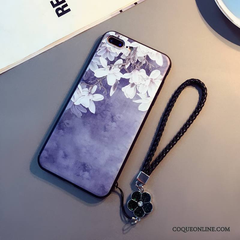 iPhone 7 Étui Art Violet Coque Fluide Doux Gaufrage Incassable