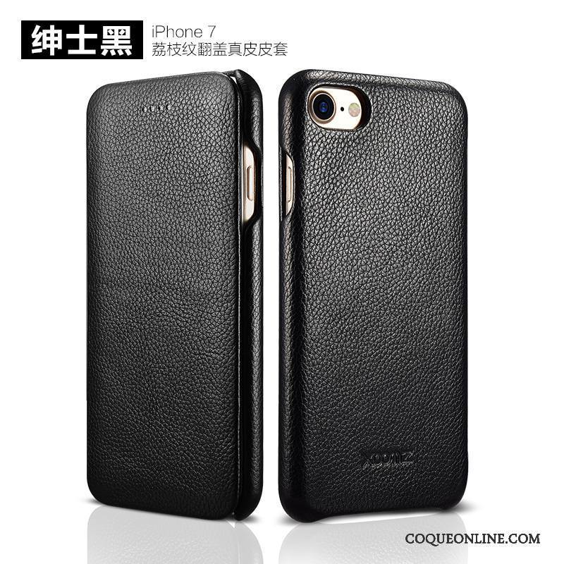 iPhone 7 Étui En Cuir Noir Coque De Téléphone Housse Téléphone Portable Protection