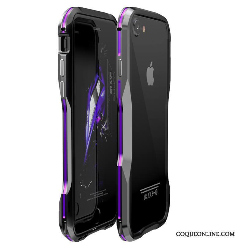 iPhone 8 Border Coque De Téléphone Difficile Violet Métal Incassable Étui