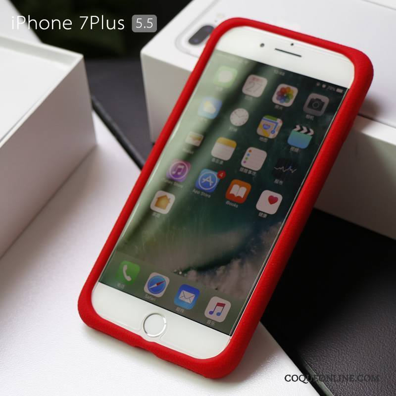 iPhone 8 Coque De Téléphone Rouge Silicone Tissu Étui Incassable Fluide Doux