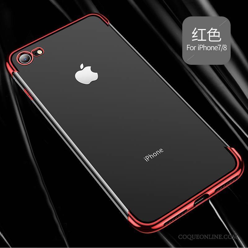 iPhone 8 Coque De Téléphone Étui Transparent Incassable Rouge Fluide Doux Marque De Tendance