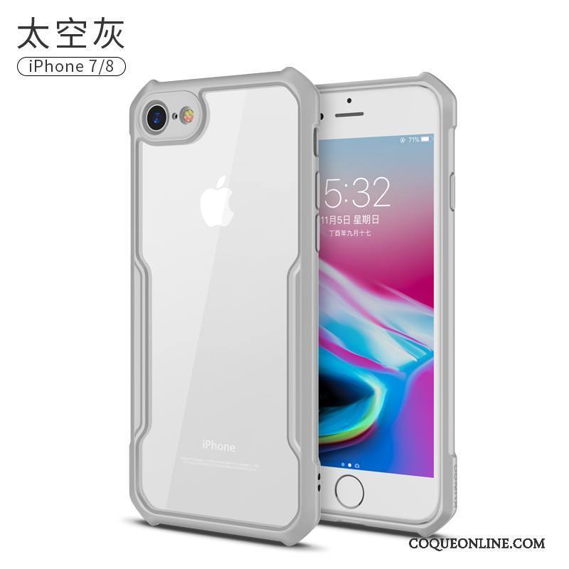 iPhone 8 Coque Gris Transparent Protection Silicone Fluide Doux Nouveau Tout Compris