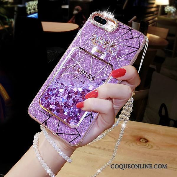 iPhone 8 Coque Quicksand Tout Compris Silicone Ornements Suspendus Marque De Tendance Violet Incassable