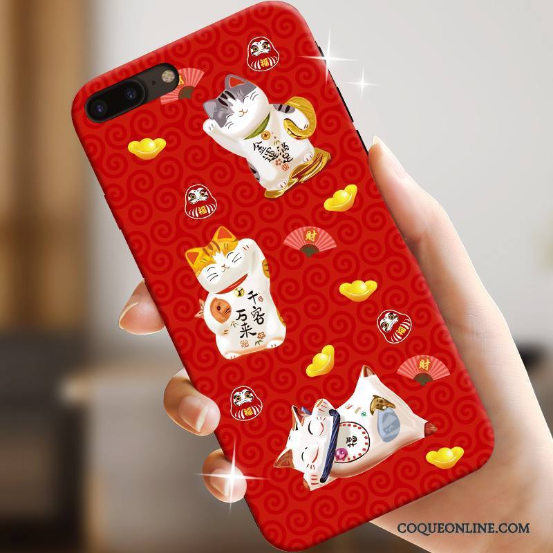 iPhone 8 Dessin Animé Silicone Rouge Fluide Doux Étui Marque De Tendance Coque De Téléphone