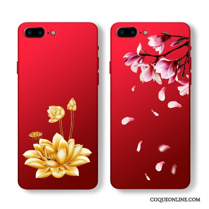 iPhone 8 Délavé En Daim Tout Compris Incassable Étui Coque De Téléphone Fluide Doux Rouge