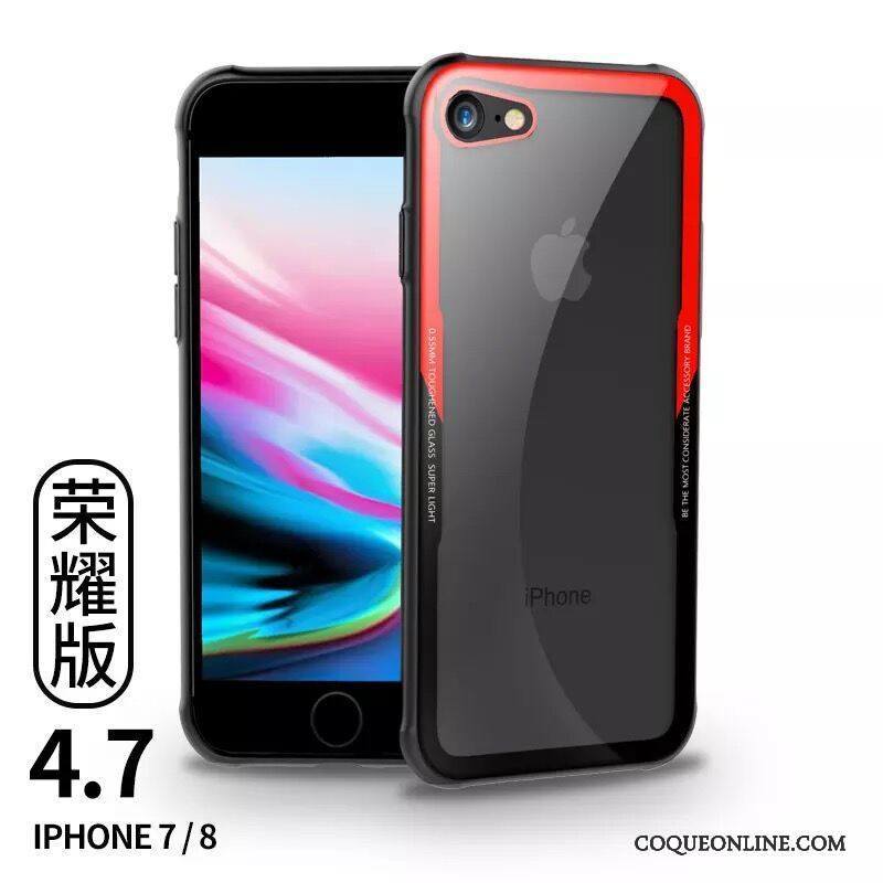 iPhone 8 Luxe Étui Tendance Métal Coque De Téléphone Rouge Noir