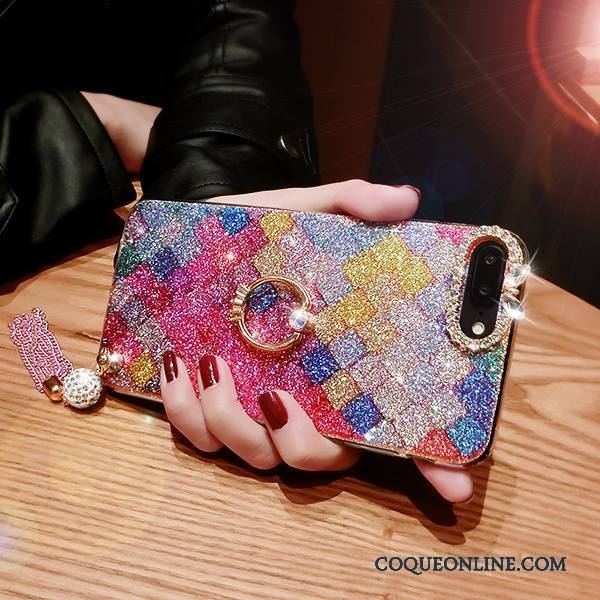 iPhone 8 Multicolore Incassable Coque De Téléphone Rose Marque De Tendance À Franges Fluide Doux