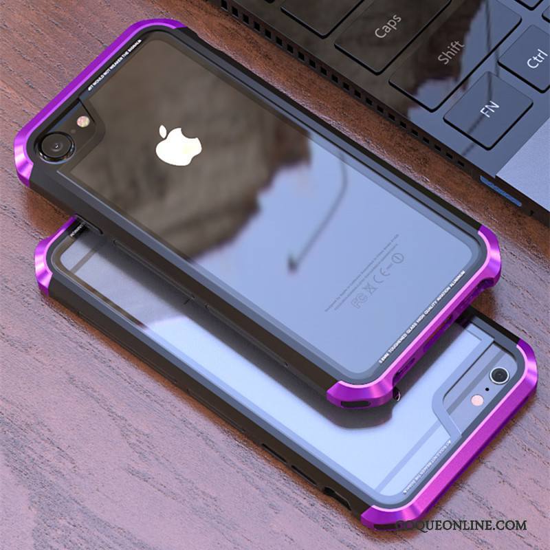 iPhone 8 Métal Violet Protection Border Transparent Coque De Téléphone Difficile