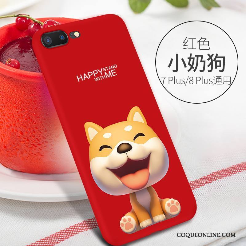 iPhone 8 Plus Coque Amoureux Très Mince Marque De Tendance Chiens Étui Silicone Incassable