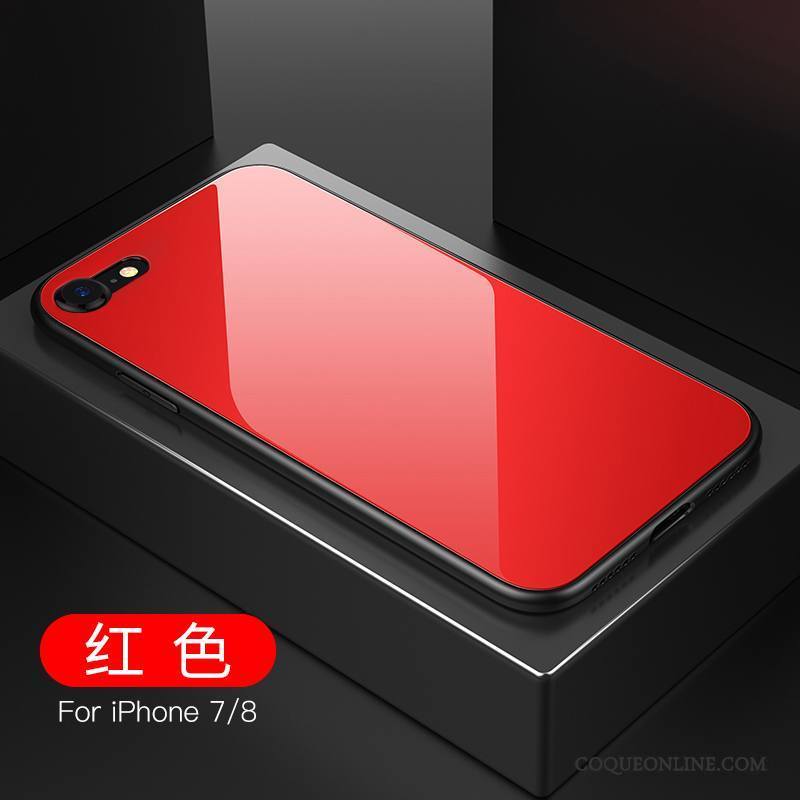 iPhone 8 Plus Coque De Téléphone Incassable Tout Compris Transparent Rouge Modèle Verre