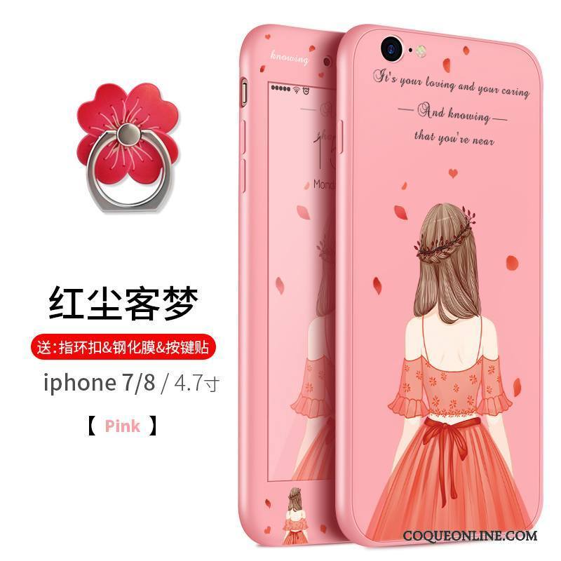 iPhone 8 Plus Coque De Téléphone Étui Fluide Doux Rose Créatif Ornements Suspendus Silicone