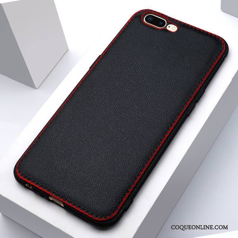 iPhone 8 Plus Coque Manuel Étui En Cuir Protection Cuir Véritable Personnalité Noir Très Mince