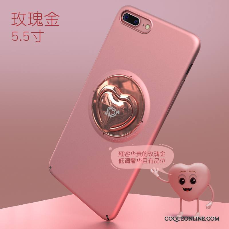 iPhone 8 Plus Coque Or Rose Étui Tendance Anneau Pu Incassable Support