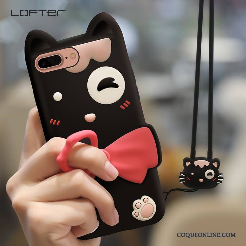 iPhone 8 Plus Coque Silicone Étui Charmant Super Mignon Fluide Doux Noir Dessin Animé