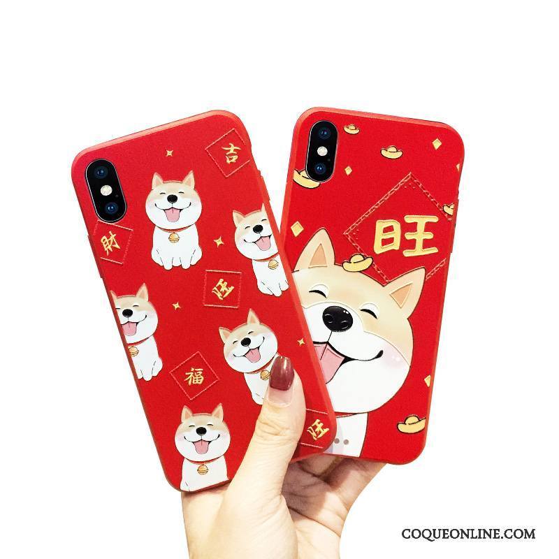 iPhone 8 Plus Coque Tout Compris Rouge Incassable De Fête Chiens Amoureux Nouveau